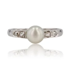 Bague ancienne perle diamants