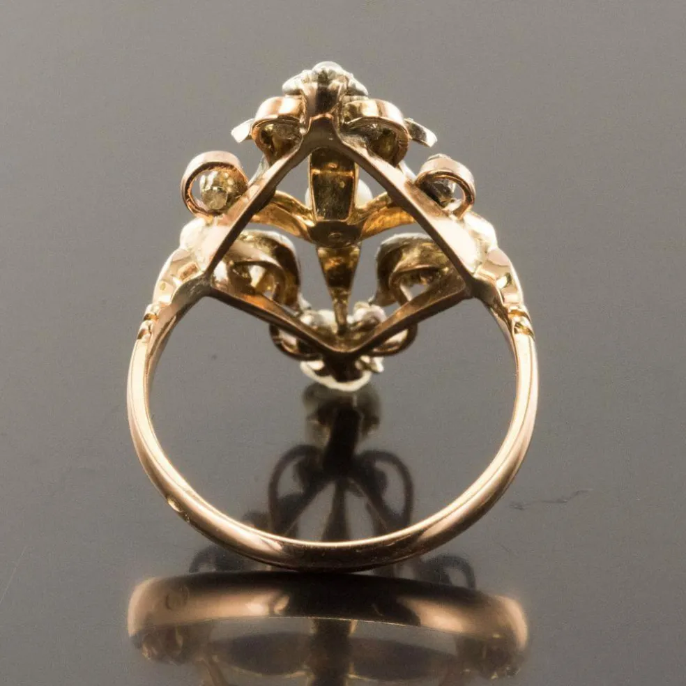 Bague ancienne perles fines or argent