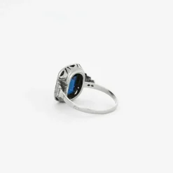 Bague ancienne platine saphir diamants