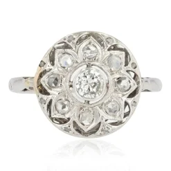 Bague ancienne ronde ajourée diamants