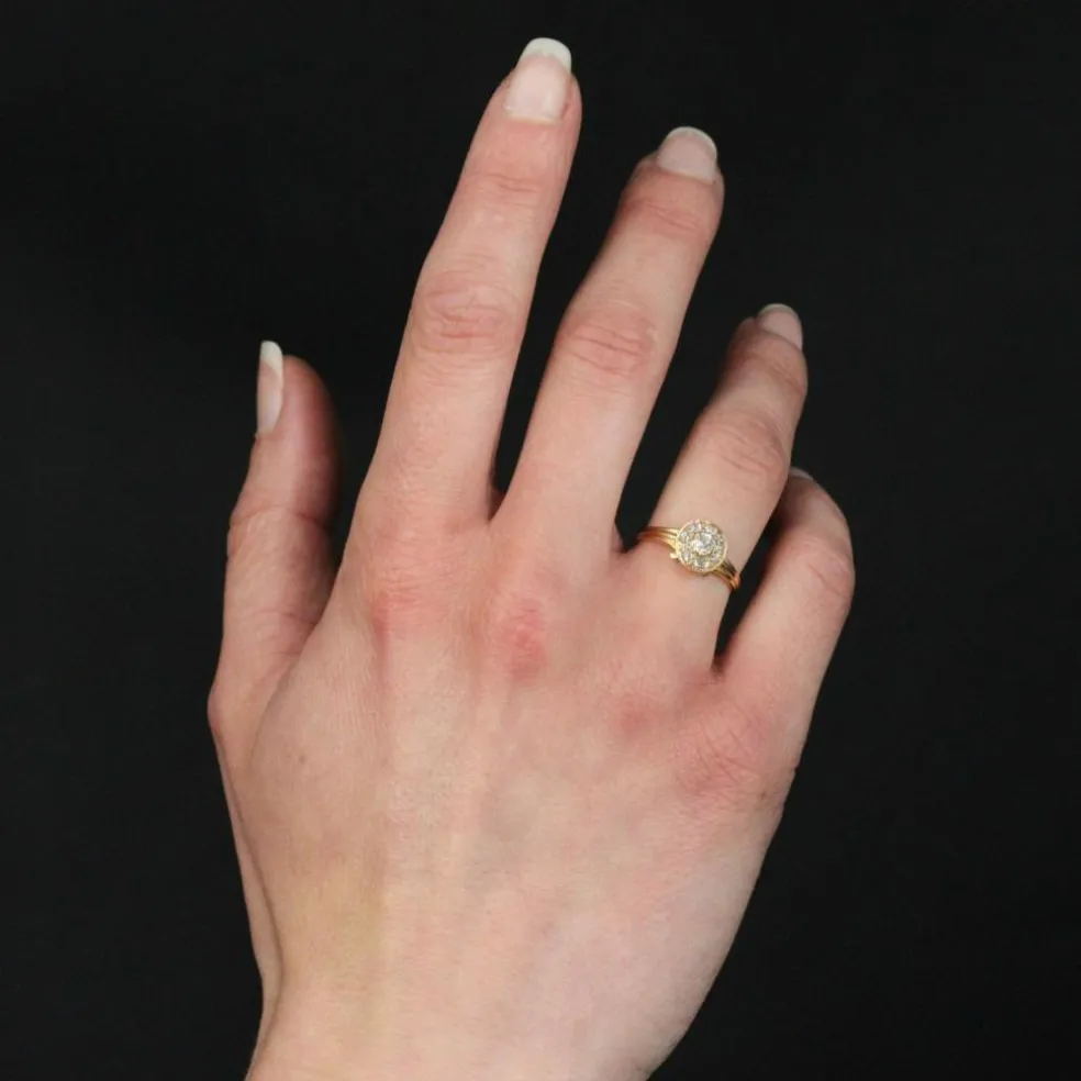 Bague ancienne ronde diamants