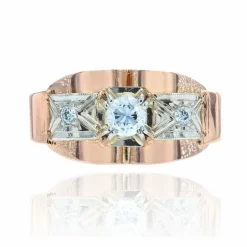 Bague ancienne rétro or rose diamants