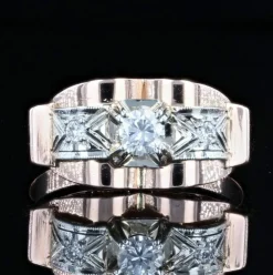 Bague ancienne rétro or rose diamants