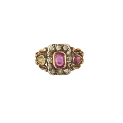Bague ancienne Rubis Diamants Péridot