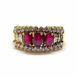 Bague ancienne rubis diamants or jaune