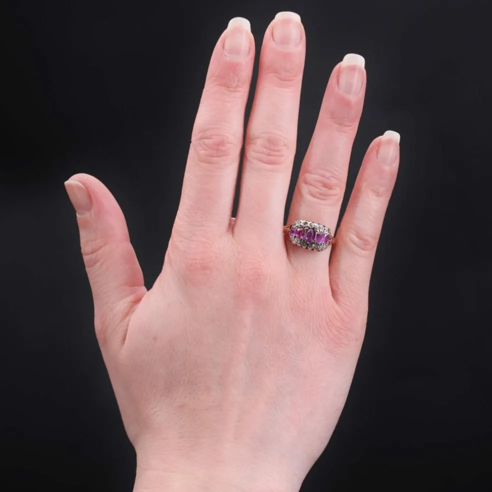 Bague ancienne rubis diamants
