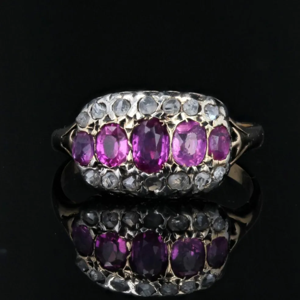 Bague ancienne rubis diamants