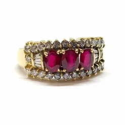 Bague ancienne rubis diamants or jaune