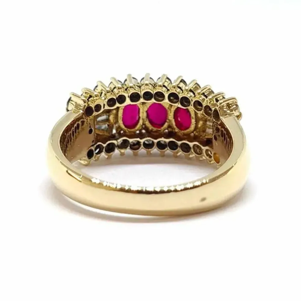 Bague ancienne rubis diamants or jaune