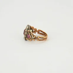 Bague ancienne Rubis Diamants Péridot