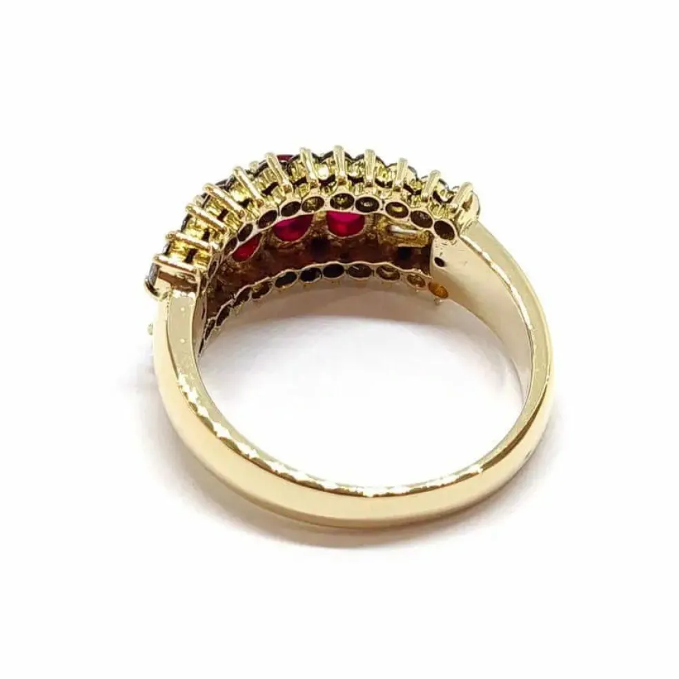 Bague ancienne rubis diamants or jaune