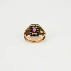 Bague ancienne Rubis Diamants Péridot