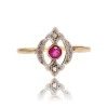 Bague ancienne rubis et diamants taillés en rose