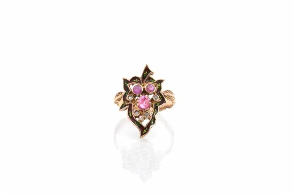 Bague ancienne rubis et diamants