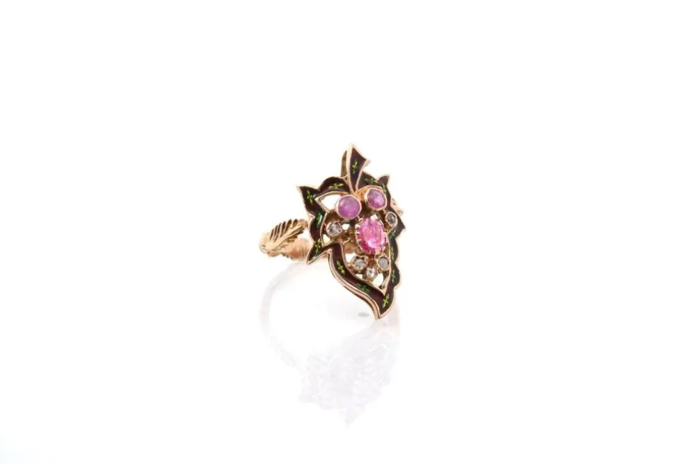 Bague ancienne rubis et diamants