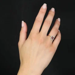 Bague ancienne rubis et diamants taillés en rose