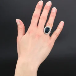 Bague ancienne saphir diamants