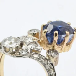 Bague ancienne saphir diamants duchesse