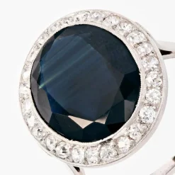 Bague ancienne saphir diamants