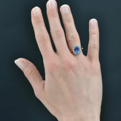 Bague ancienne saphir et diamants