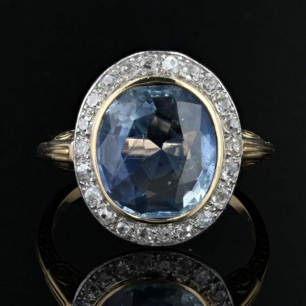Bague ancienne saphir et diamants