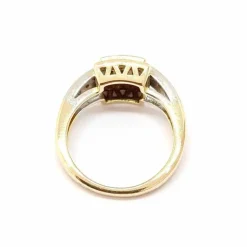 Bague ancienne saphirs calibrés diamants deux ors