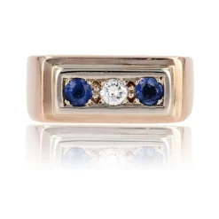 Bague ancienne saphirs diamants chevalière