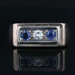 Bague ancienne saphirs diamants chevalière
