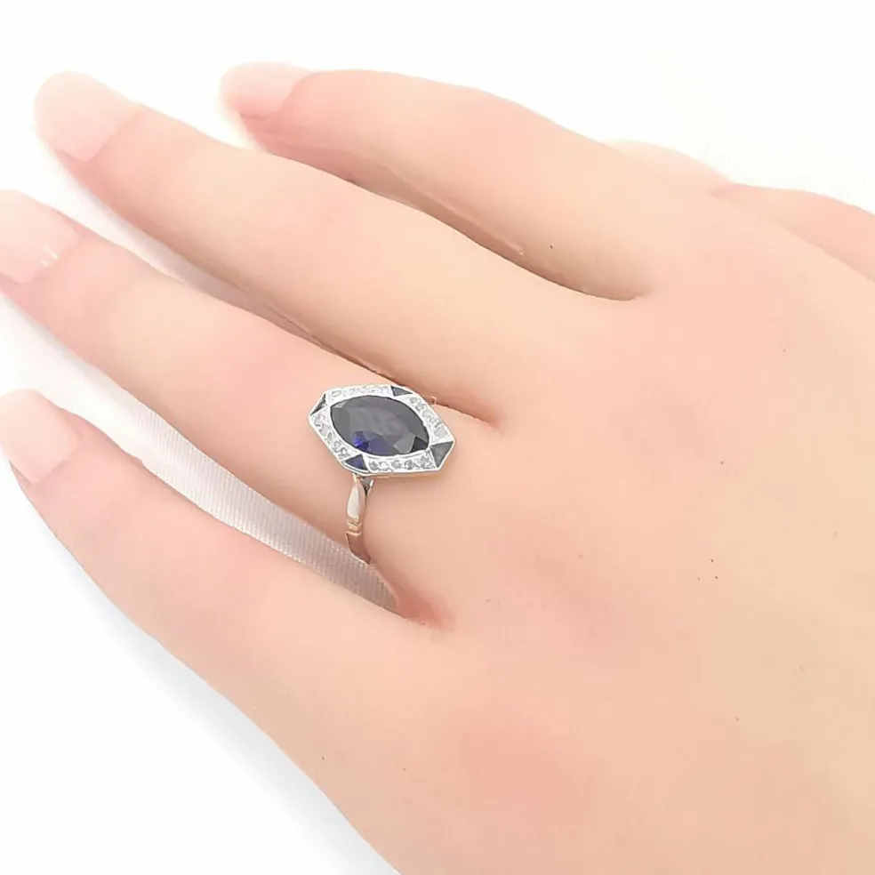 Bague ancienne saphirs et diamants