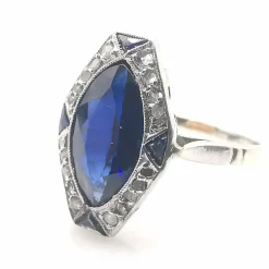 Bague ancienne saphirs et diamants