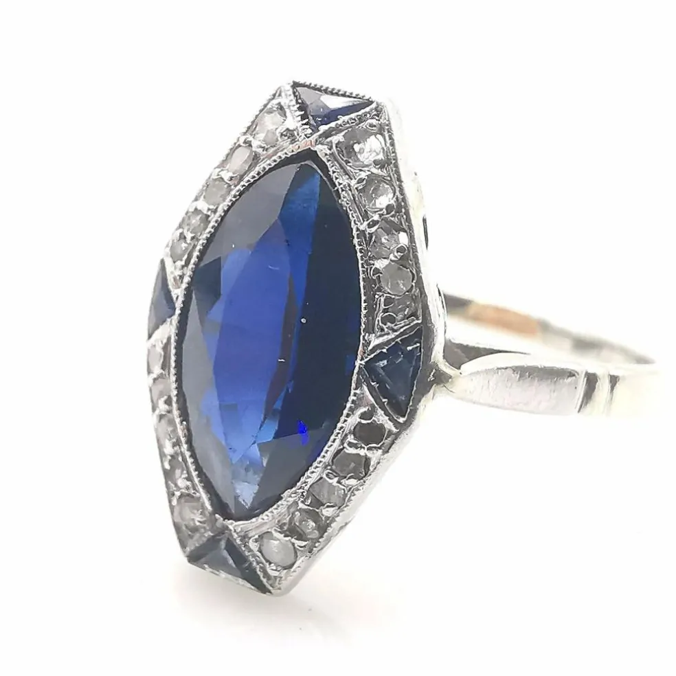 Bague ancienne saphirs et diamants