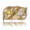 Bague ancienne serpents diamant et saphir jaune