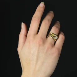 Bague ancienne serpents diamant et saphir jaune