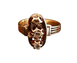 Bague Ancienne sertie de Diamants, Or Rose