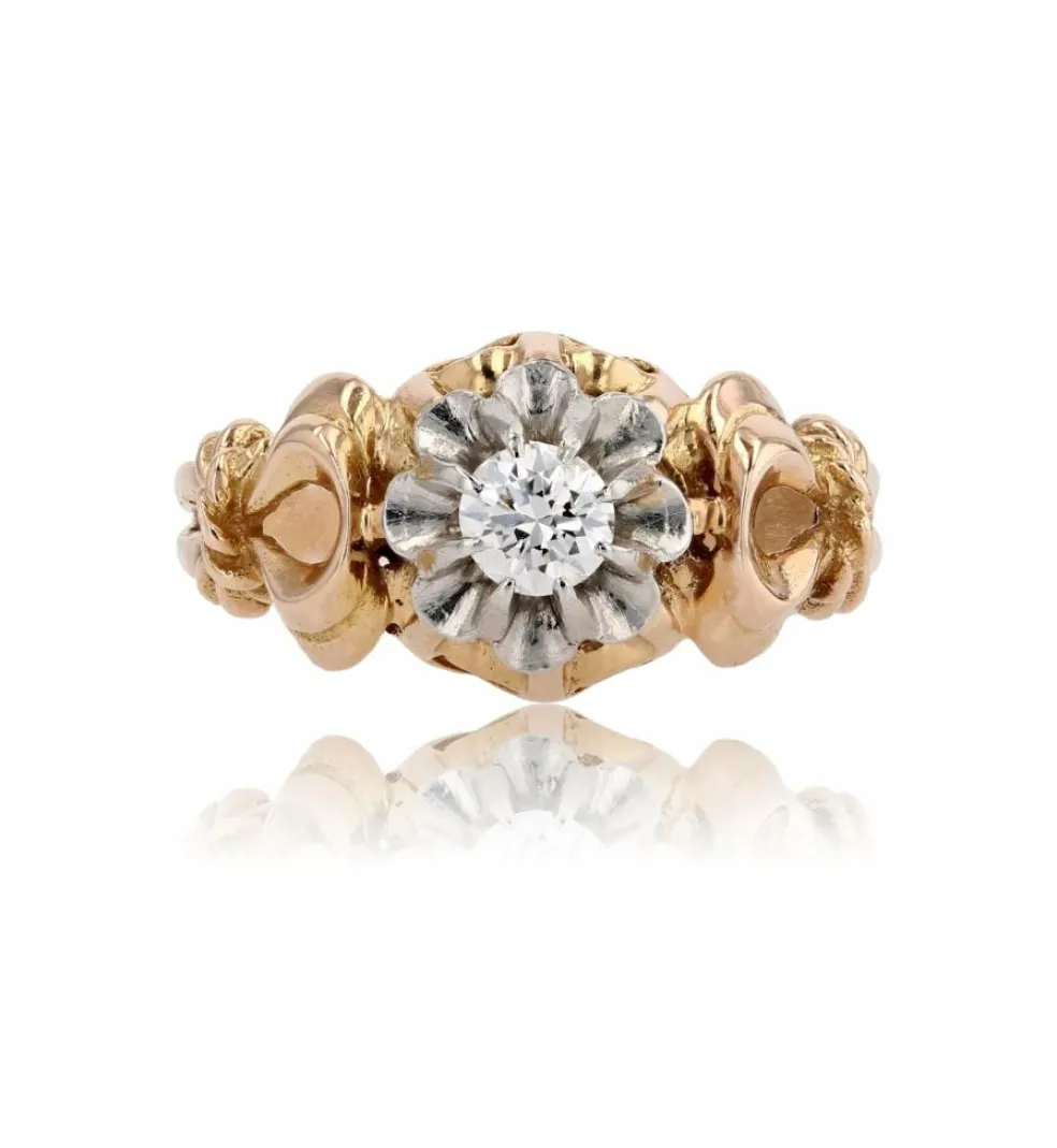 Bague ancienne solitaire diamant rétro