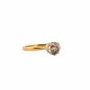 Bague ancienne solitaire or et platine diamant brun