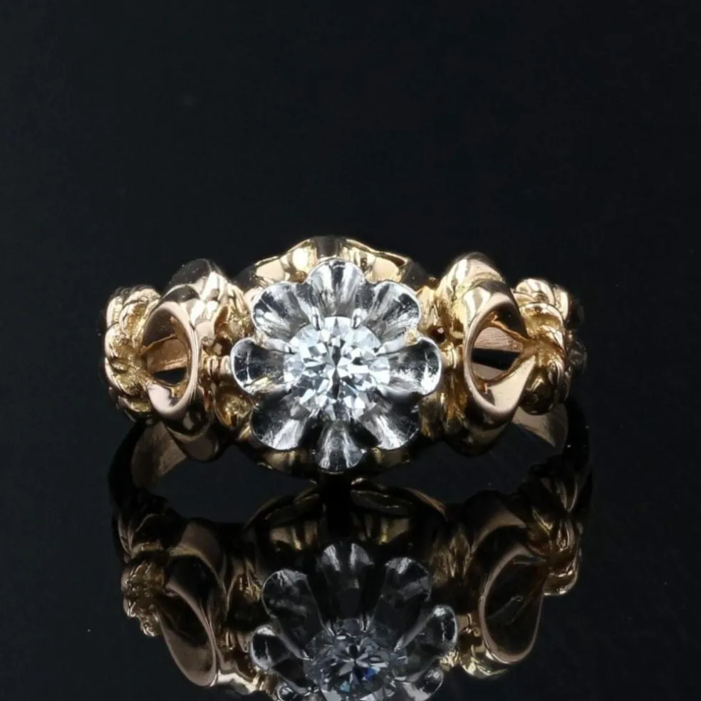 Bague ancienne solitaire diamant rétro