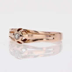 Bague ancienne solitaire diamant or rose