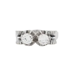 Bague Ancienne Toi et Moi Or et Platine et Diamants 0,5ct VS