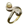 Bague ancienne Toi et Moi diamant perle Fine