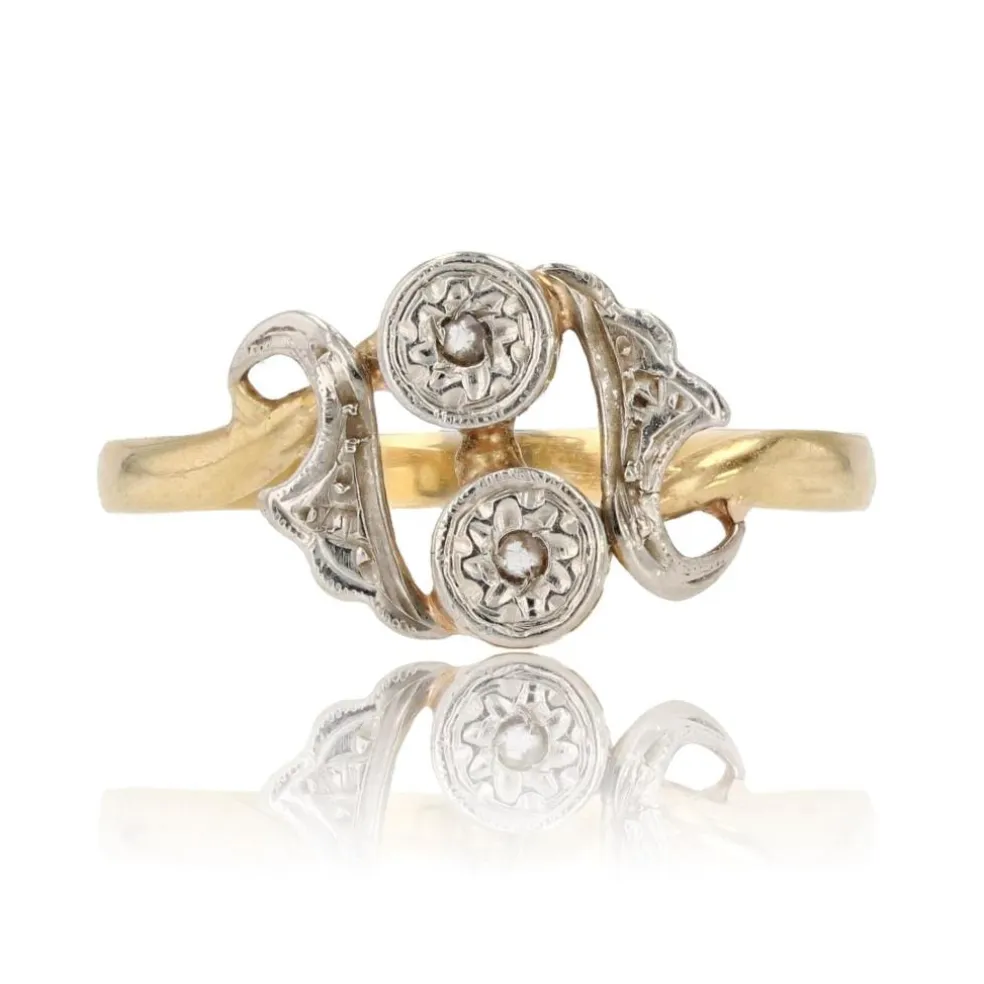 Bague ancienne Toi et Moi diamants taillés en rose