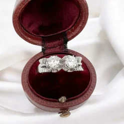 Bague Ancienne Toi et Moi Or et Platine et Diamants 0,5ct VS