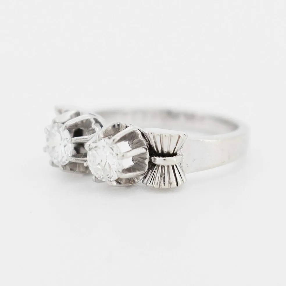 Bague Ancienne Toi et Moi Or et Platine et Diamants 0,5ct VS