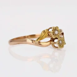 Bague ancienne Toi et Moi perles 2 ors
