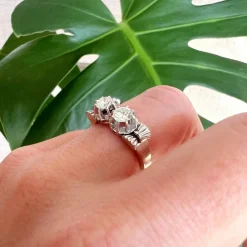 Bague Ancienne Toi et Moi Or et Platine et Diamants 0,5ct VS