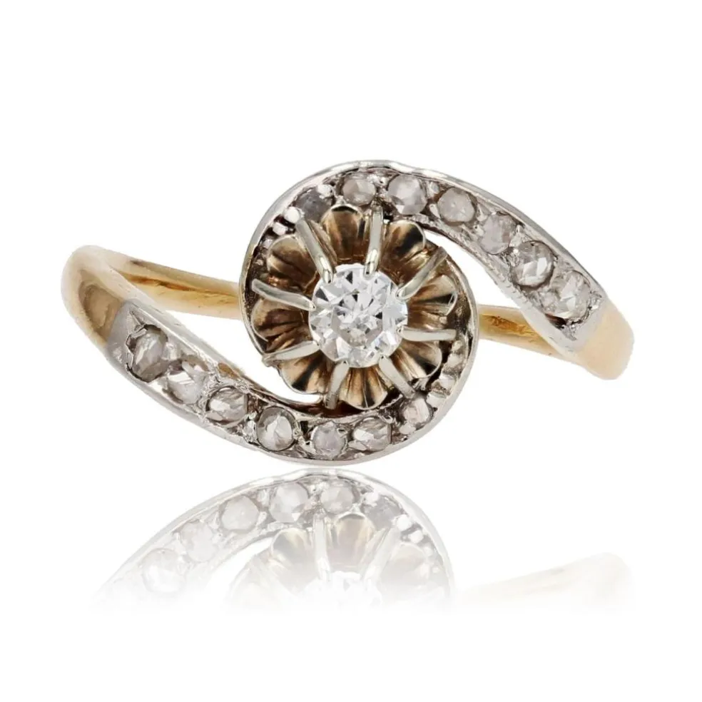 Bague ancienne tourbillon diamants