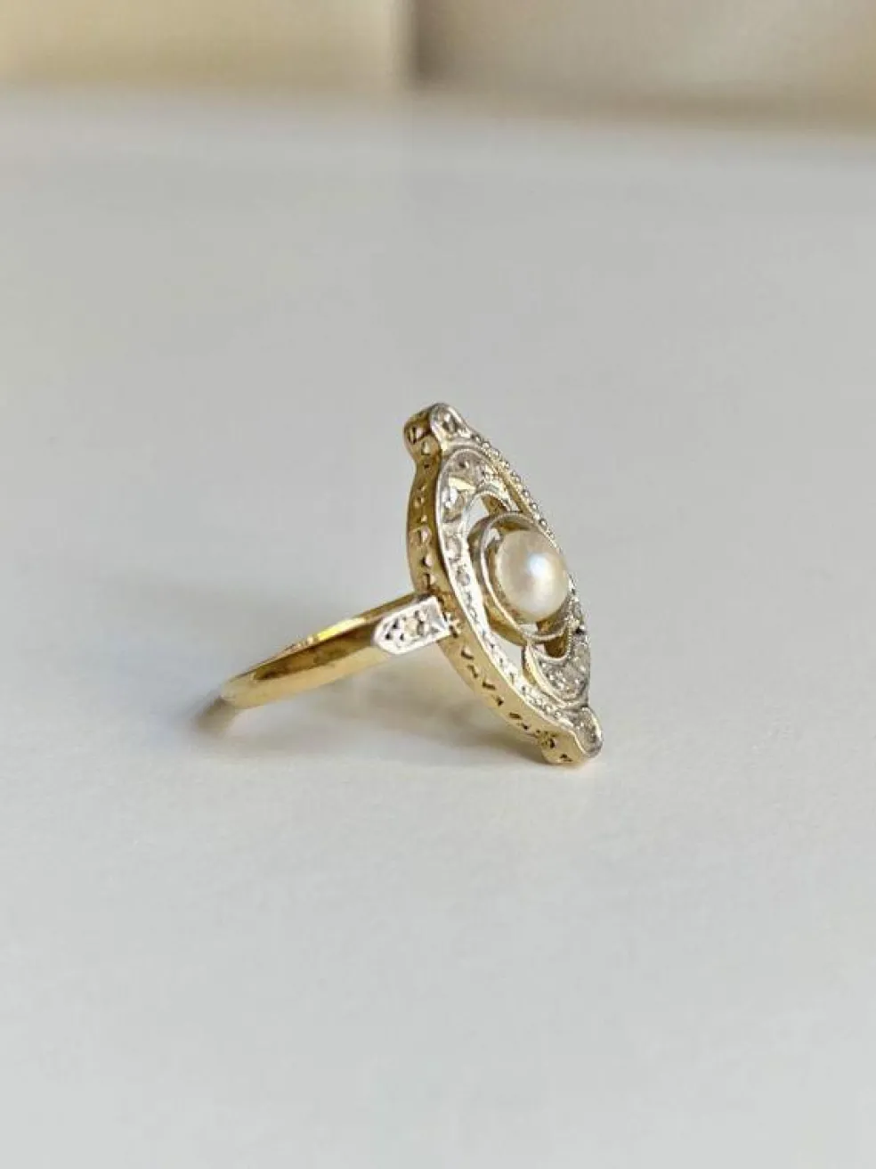 Bague ancienne tourbillon Belle Époque or jaune