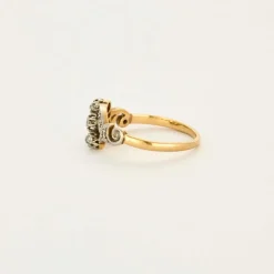 Bague ancienne trilogie diamants or jaune et platine