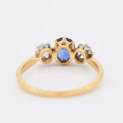 Bague Ancienne Trilogie Or, Saphir et Diamants