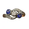 Bague Ancienne Trio Saphirs et Diamant